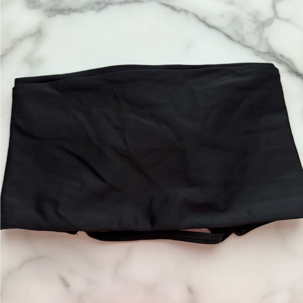 Black Women's Swim Bandeau Top With Back Lace.     Can Wear Laces In Front/Back